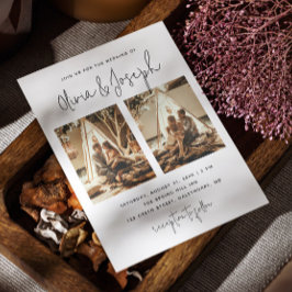 Invitación Boda multi foto simple limpia en blanco y negro