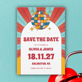 Invitación Boda Música Retro en Vinilo de los 60 Guardar la F
