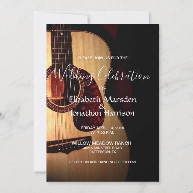 Invitación Boda musical de guitarra rusa moderna (Anverso)