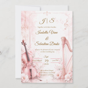 Invitación Boda Musical Elegante Rosa