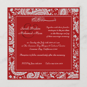 Invitación boda musulmán autóctono rojo y blanco