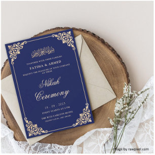 Invitación Boda musulmán azul de la Marina Nikah