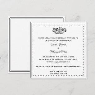 Invitación boda musulmán blanco y negro
