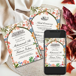Invitación Boda musulmán de la mezquita de flores silvestres
