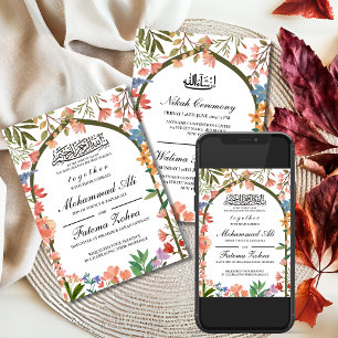 Invitación Boda musulmán de la mezquita de flores silvestres 