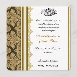 Invitación Boda musulmán del brocado del damasco del oro