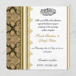 Invitación Boda musulmán del brocado del damasco del oro