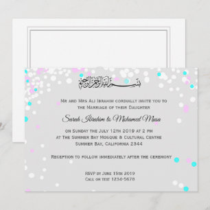Invitación Boda musulmán del confeti blanco
