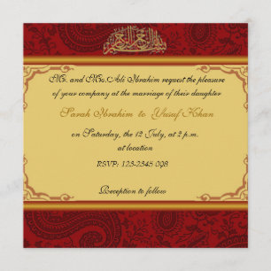 Invitación Boda musulmán del damasco rojo