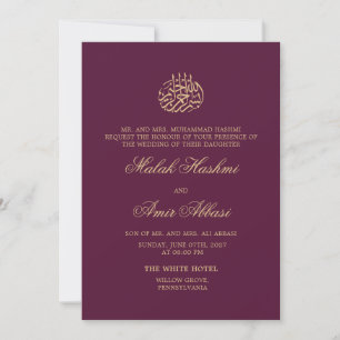 Invitación Boda musulmán islámico de oro simple y Moda