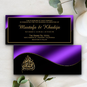 Invitación Boda musulmán islámico del morado metálico y el or