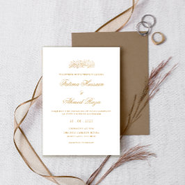 Invitación Boda musulmán islámico moderno mínimo de oro blanc