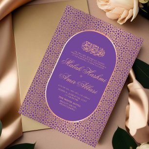 Invitación Boda musulmán islámico morado de oro moderno