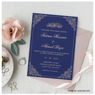 Invitación Boda Musulmán Islámico Nikah Azul de la Marina