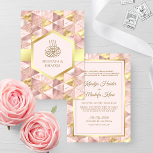 Invitación Boda musulmán moderno Rubor de hexágono geométrico