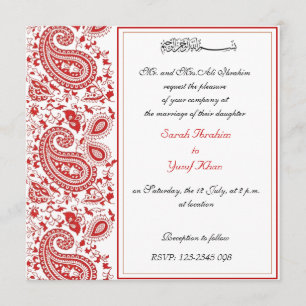 Invitación Boda musulmán rojo y blanco