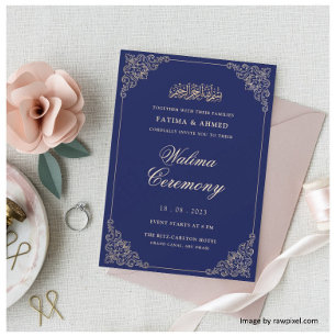 Invitación Boda musulmana azul de Walima