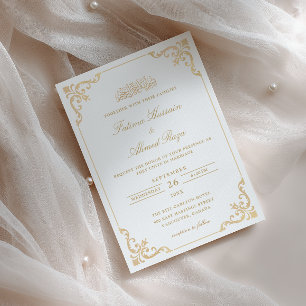 Invitación Boda Musulmana con Estilo Elegante y Antiguo Guión