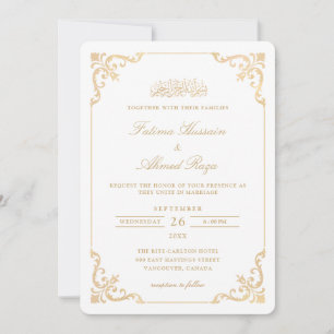 Invitación Boda Musulmana con Estilo Vintage Elegante Escritu