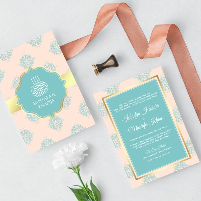 Invitación Boda Musulmana Damasco Rustico Pastel Melocotón Tu (Subido por el creador)