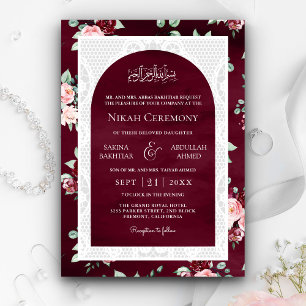Invitación Boda musulmana de encaje blanco con rubor de Borgo