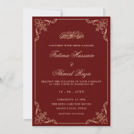 Invitación Boda musulmana de escritura romántica de Borgoña