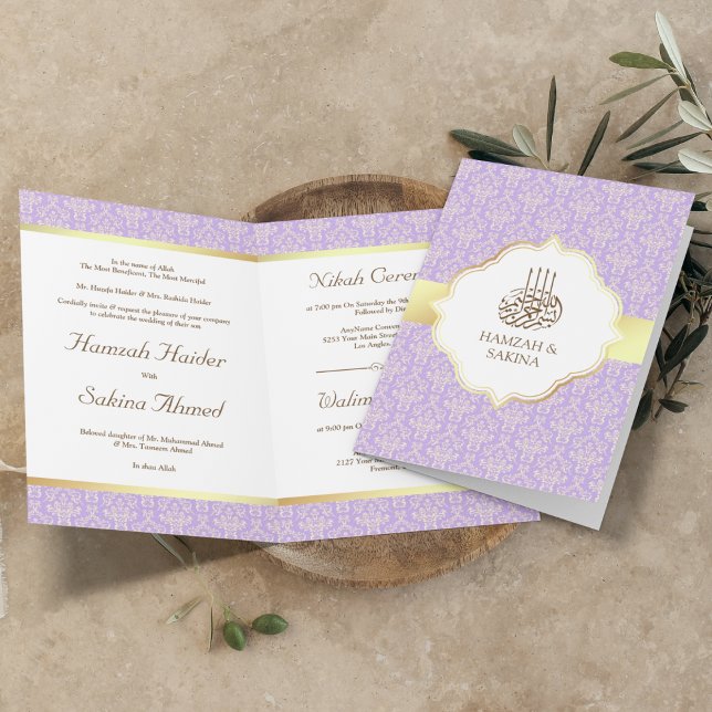 Invitación Boda musulmana de Faux Relieve metalizado dorado L (Subido por el creador)
