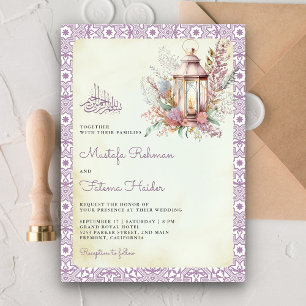 Invitación Boda musulmana de la flor de la lavanda rústica