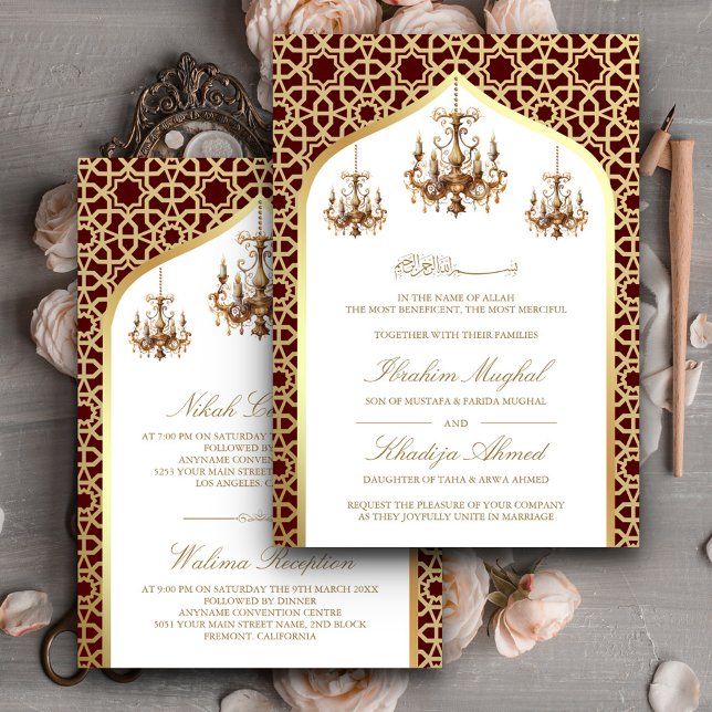 Invitación Boda Musulmana de Oro de Borgoña (Subido por el creador)