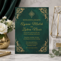 Boda Musulmana de Oro Verde Esmeralda