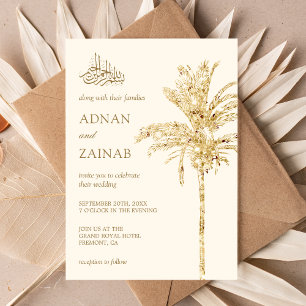 Invitación Boda Musulmana de Palma Datilera con Brillo de Cre