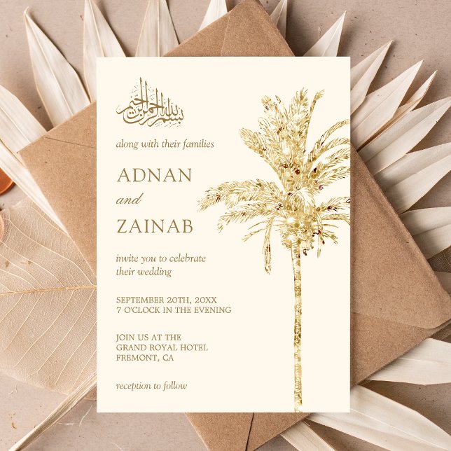 Invitación Boda Musulmana de Palma Datilera con Brillo de Cre (Subido por el creador)