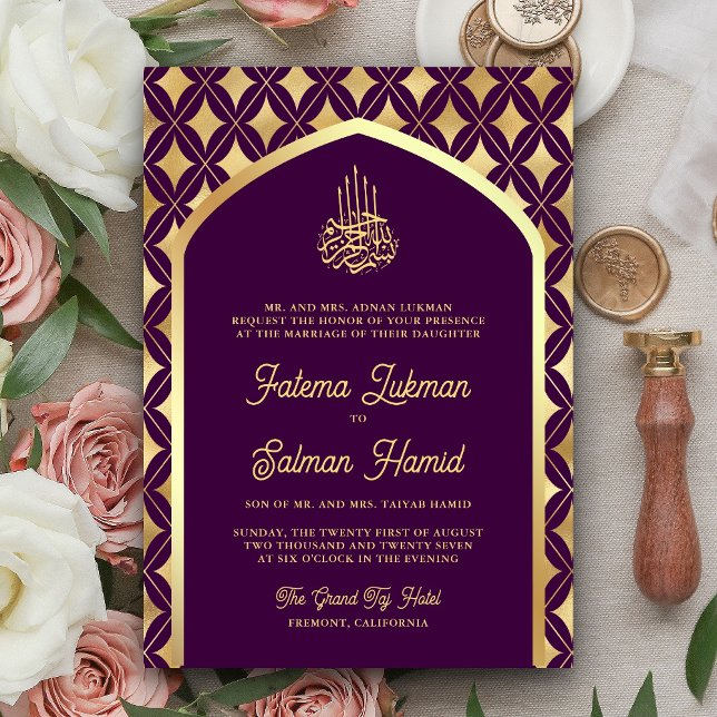 Invitación Boda Musulmana del Arco de los Diamantes de Oro Pú (Subido por el creador)