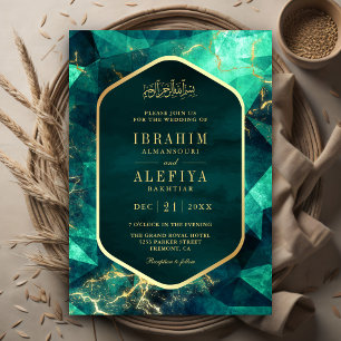 Invitación Boda Musulmana Esmeralda Green Gold