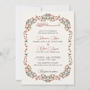 Invitación Boda Musulmana Floral Botánico Artístico de Paisle