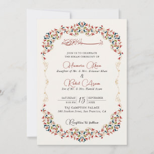 Invitación Boda Musulmana Floral Botánico Artístico de Paisle