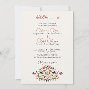 Invitación Boda Musulmana Floral Botánico Artístico de Paisle
