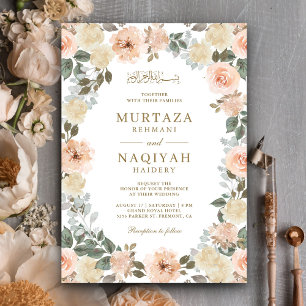 Invitación Boda Musulmana Islámica Moderna con Flor de Meloco