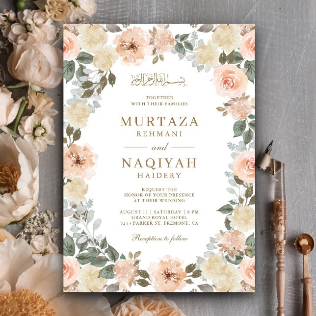 Invitación Boda Musulmana Islámica Moderna con Flor de Meloco (Subido por el creador)
