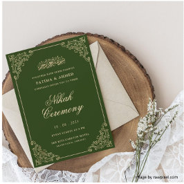 Invitación Boda musulmana islámica Nikah verde