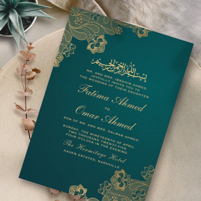 Invitación Boda musulmana islámica verde ornate de Relieve me (Subido por el creador)