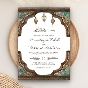 Invitación Boda Musulmana Islámica Vintage con Arco Escalonad