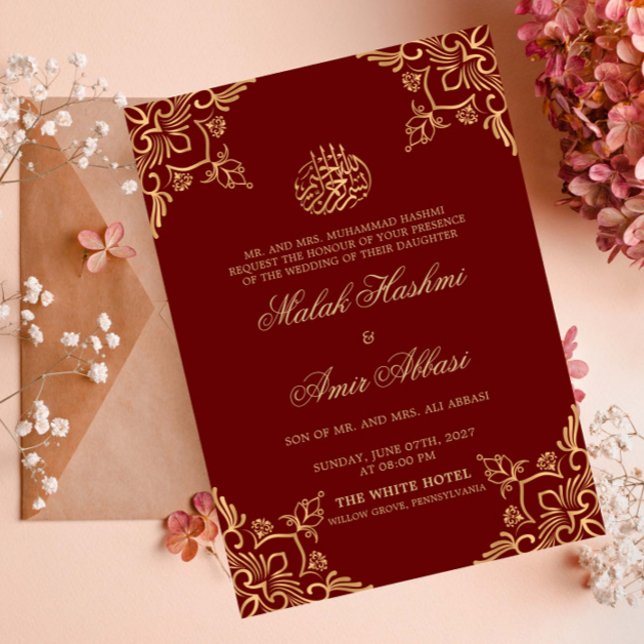 Invitación Boda musulmana oriental de Borgoña (Subido por el creador)