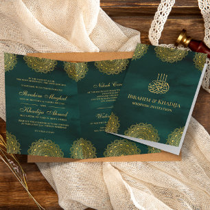 Invitación Boda musulmana por el estilo asiático del verde es