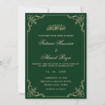 Boda musulmana romántica vintage en verde oro