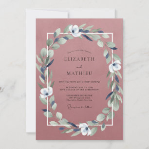 Invitación Boda Muted Lila Mauve Frondoso