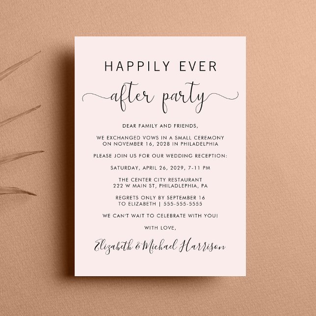 Invitación Boda Muy Feliz Después De La Recepción Rosa Fiesta (From private vows to a grand party - invite family and friends to celebrate your marriage!)