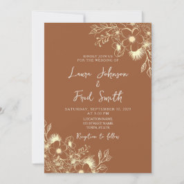 Invitación Boda Naranja Boho Wildflower Burnt