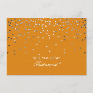 Invitación Boda Naranja Confetti Silver