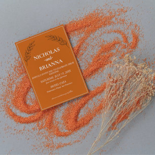 Invitación Boda Naranja de Boho Floral Terracotta quemada